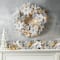 Glitzhome® 24" Pre-Lit Snow Flocked Greenery Pine Poinsettia Christmas Wreath & Matched 2 Pack 9ft. Garland Set